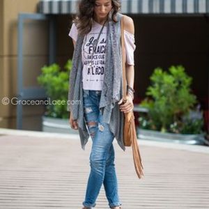 Grace and Lace - Lace Flip Cardigan One Size